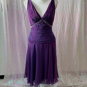 Elegant Purple Sleeveless Midi Dress